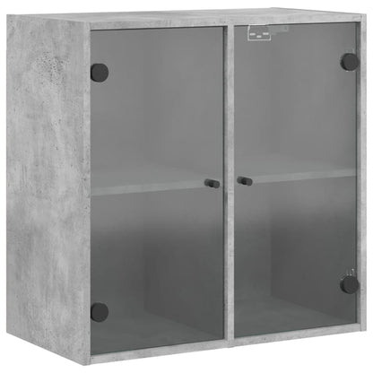 vidaXL Wall Cabinet with Glass Doors Concrete Grey 68x37x68,5 cm