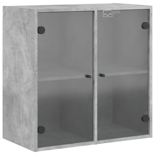 vidaXL Wall Cabinet with Glass Doors Concrete Grey 68x37x68,5 cm