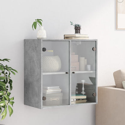 vidaXL Wall Cabinet with Glass Doors Concrete Grey 68x37x68,5 cm