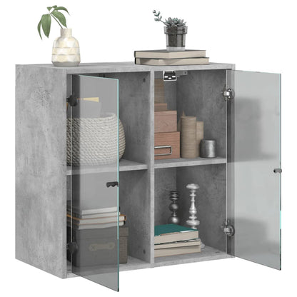 vidaXL Wall Cabinet with Glass Doors Concrete Grey 68x37x68,5 cm