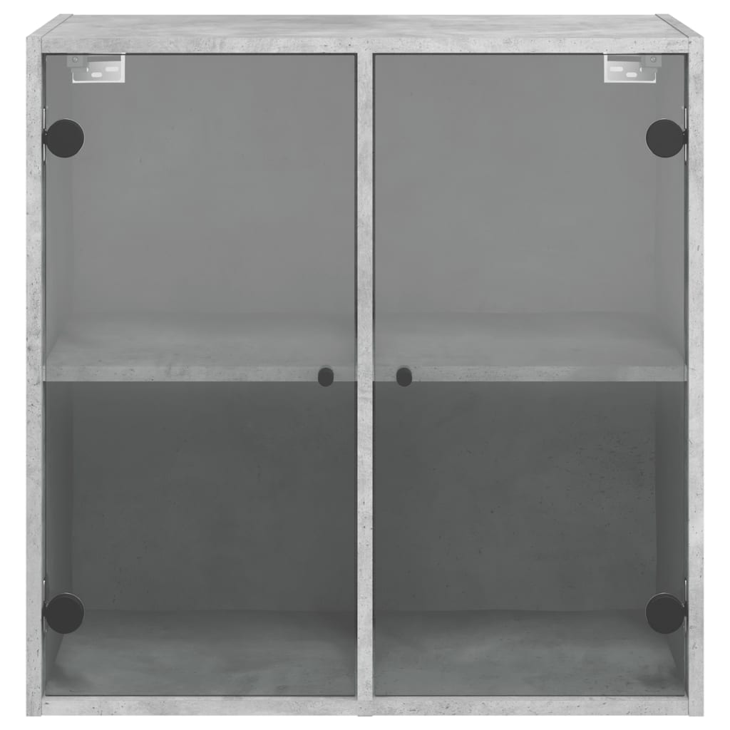vidaXL Wall Cabinet with Glass Doors Concrete Grey 68x37x68,5 cm
