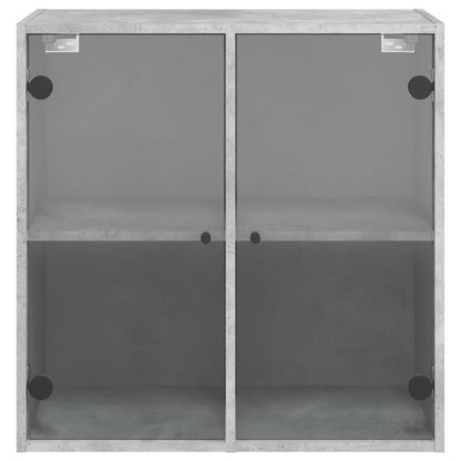 vidaXL Wall Cabinet with Glass Doors Concrete Grey 68x37x68,5 cm