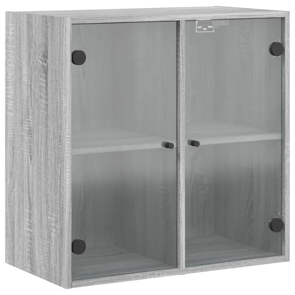 vidaXL Wall Cabinet with Glass Doors Grey Sonoma 68x37x68.5 cm