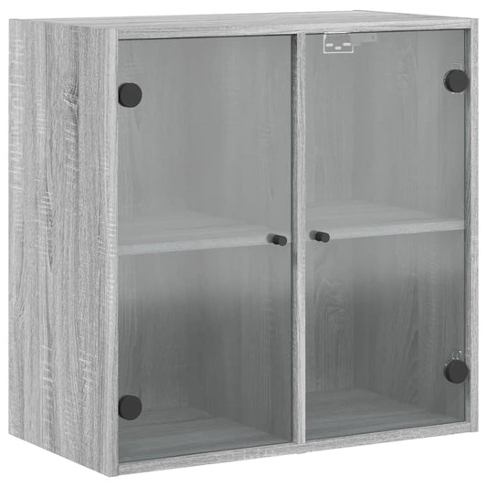 vidaXL Wall Cabinet with Glass Doors Grey Sonoma 68x37x68.5 cm