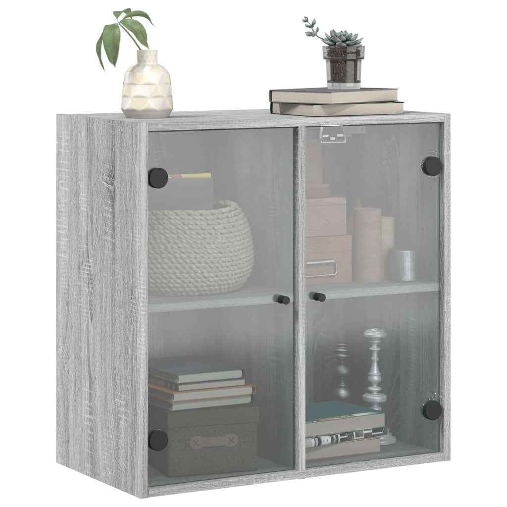 vidaXL Wall Cabinet with Glass Doors Grey Sonoma 68x37x68,5 cm