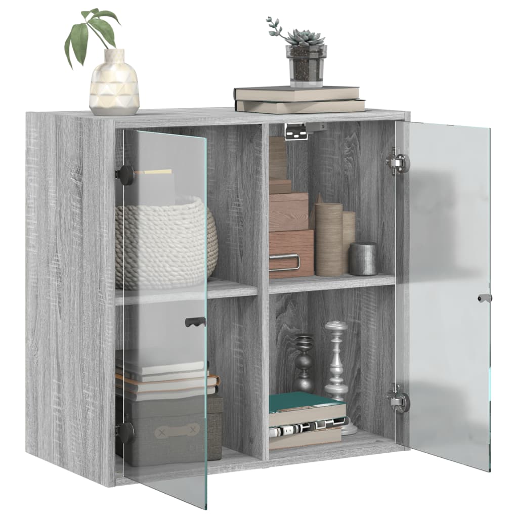 vidaXL Wall Cabinet with Glass Doors Grey Sonoma 68x37x68.5 cm