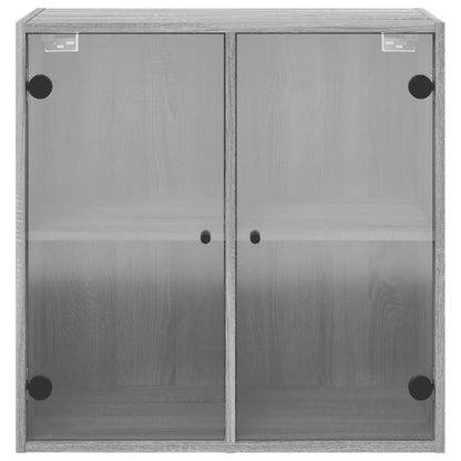 vidaXL Wall Cabinet with Glass Doors Grey Sonoma 68x37x68.5 cm