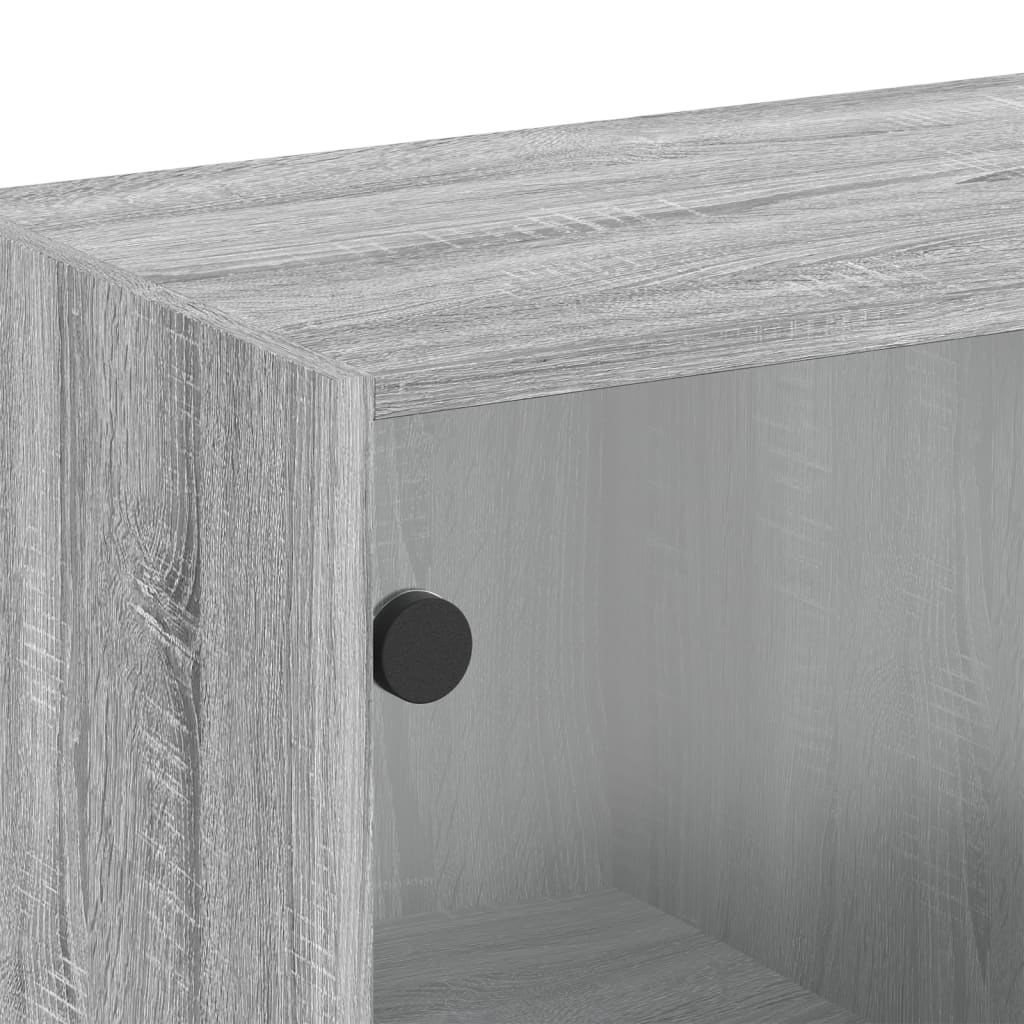 vidaXL Wall Cabinet with Glass Doors Grey Sonoma 68x37x68.5 cm