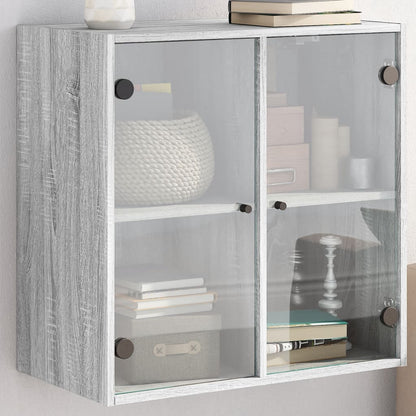 vidaXL Wall Cabinet with Glass Doors Grey Sonoma 68x37x68.5 cm