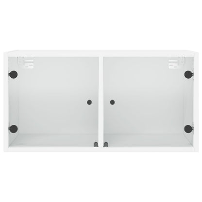 vidaXL Wall Cabinet with Glass Doors White 68.5x37x35 cm