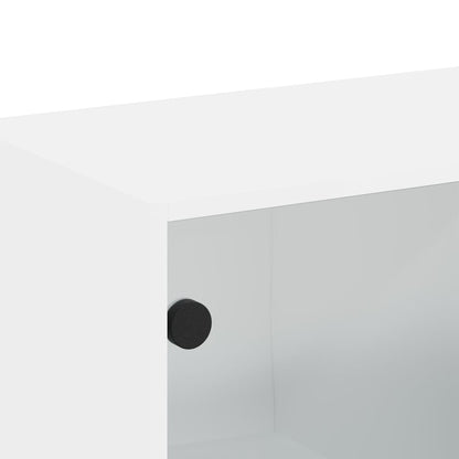vidaXL Wall Cabinet with Glass Doors White 68.5x37x35 cm