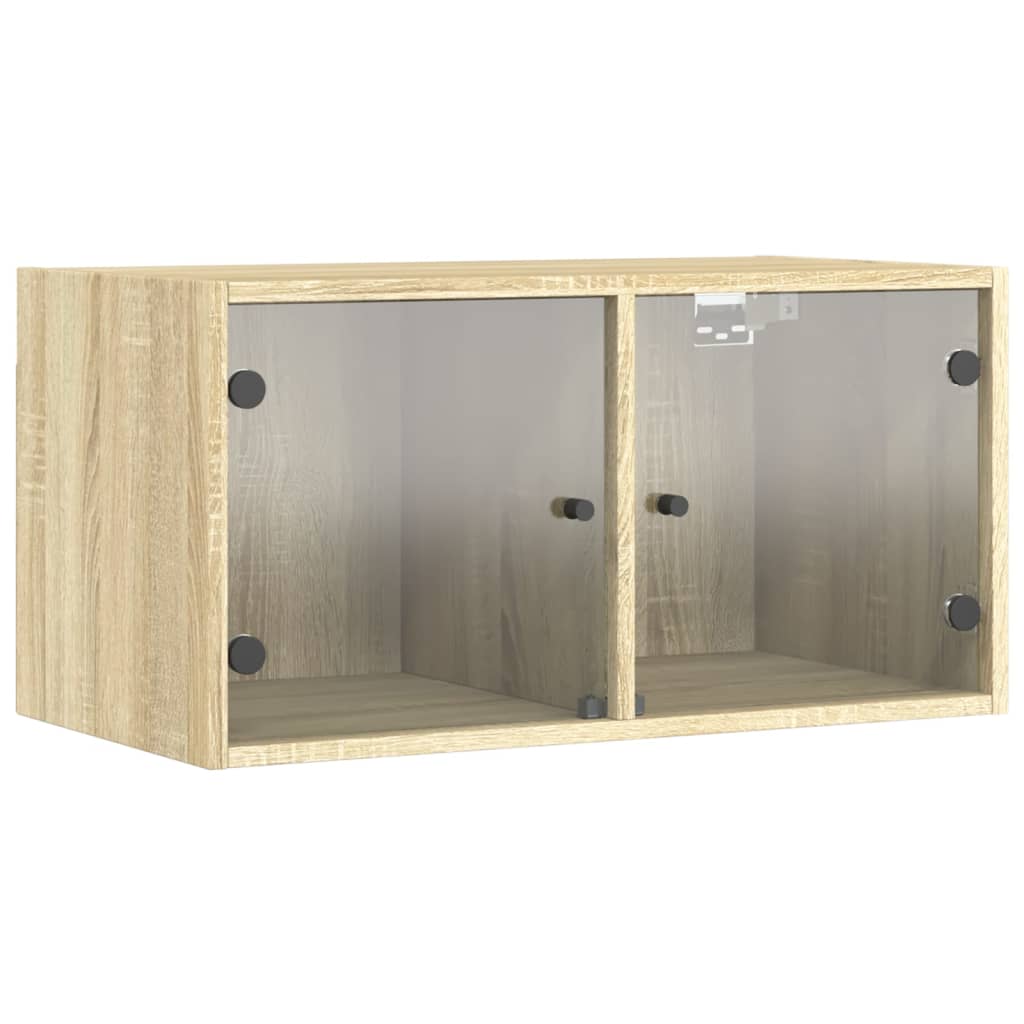 vidaXL Wall Cabinet with Glass Doors Sonoma Oak 68,5x37x35 cm