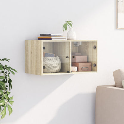 vidaXL Wall Cabinet with Glass Doors Sonoma Oak 68,5x37x35 cm
