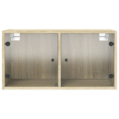 vidaXL Wall Cabinet with Glass Doors Sonoma Oak 68,5x37x35 cm