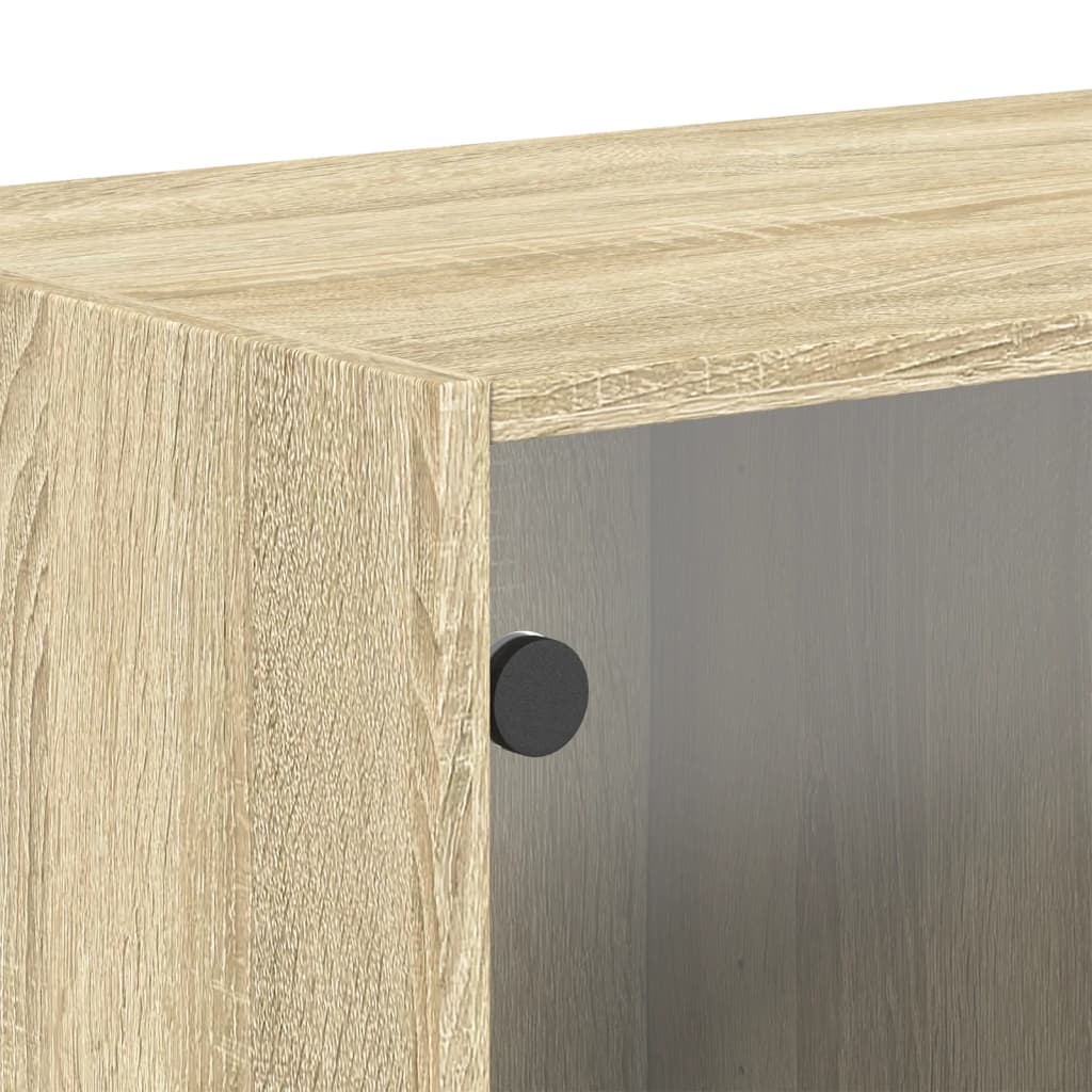 vidaXL Wall Cabinet with Glass Doors Sonoma Oak 68,5x37x35 cm
