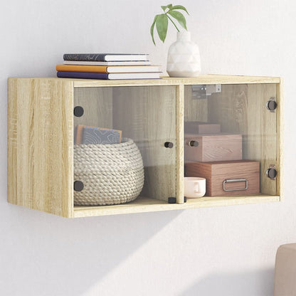 vidaXL Wall Cabinet with Glass Doors Sonoma Oak 68.5x37x35 cm