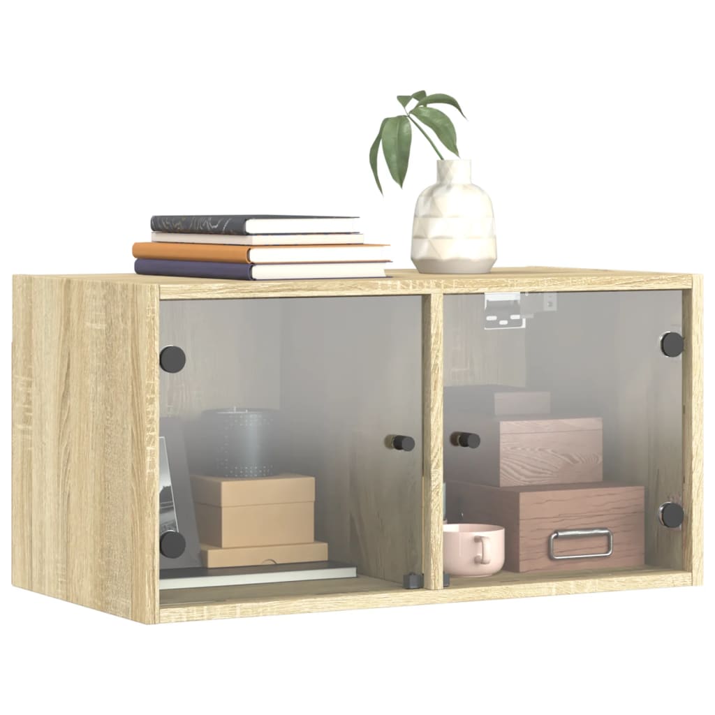 vidaXL Wall Cabinets with Glass Doors 2 pcs Sonoma Oak 68.5x37x35 cm
