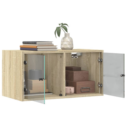 vidaXL Wall Cabinets with Glass Doors 2 pcs Sonoma Oak 68.5x37x35 cm
