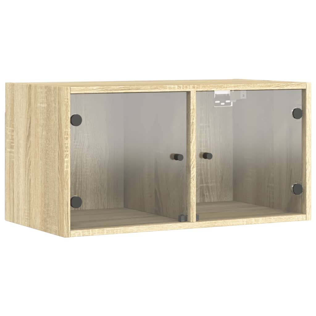 vidaXL Wall Cabinets with Glass Doors 2 pcs Sonoma Oak 68.5x37x35 cm