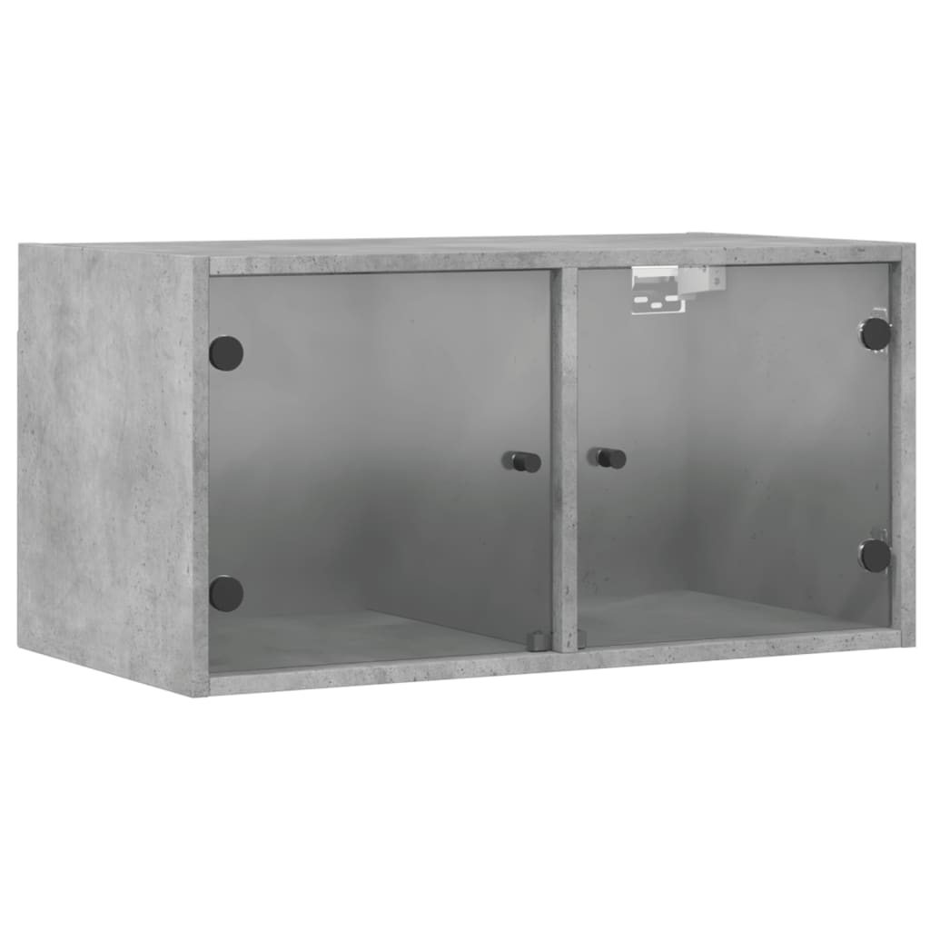 vidaXL Wall Cabinet with Glass Doors Concrete Grey 68,5x37x35 cm