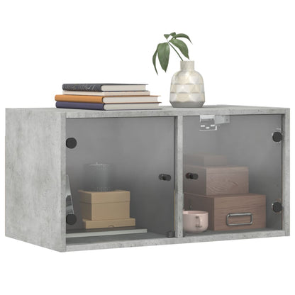 vidaXL Wall Cabinet with Glass Doors Concrete Grey 68,5x37x35 cm