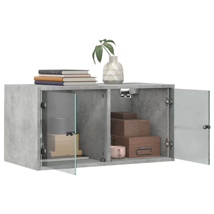 vidaXL Wall Cabinet with Glass Doors Concrete Grey 68,5x37x35 cm