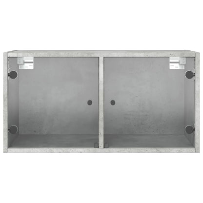 vidaXL Wall Cabinet with Glass Doors Concrete Grey 68.5x37x35 cm