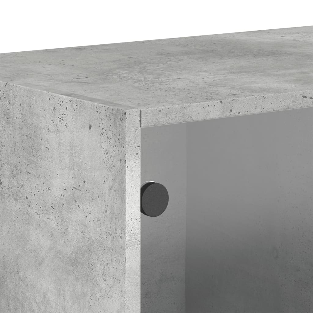 vidaXL Wall Cabinet with Glass Doors Concrete Grey 68,5x37x35 cm