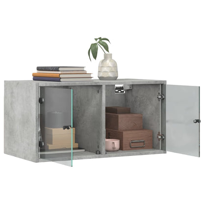 vidaXL Wall Cabinets with Glass Doors 2 pcs Concrete Grey 68.5x37x35 cm