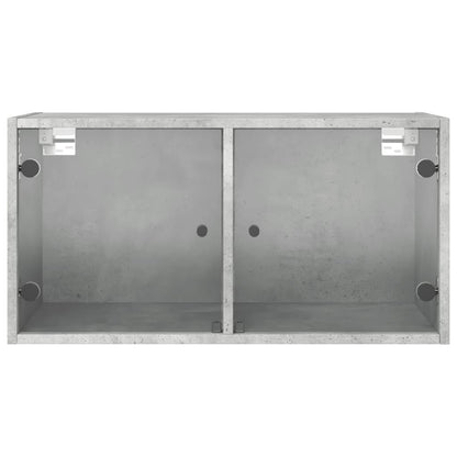 vidaXL Wall Cabinets with Glass Doors 2 pcs Concrete Grey 68.5x37x35 cm