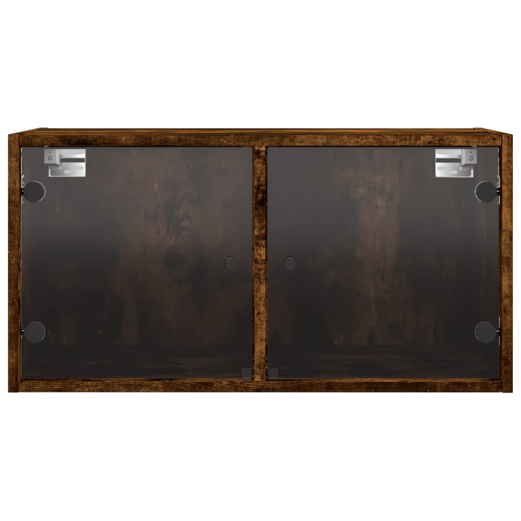 vidaXL Wall Cabinet with Glass Doors Smoked Oak 68.5x37x35 cm