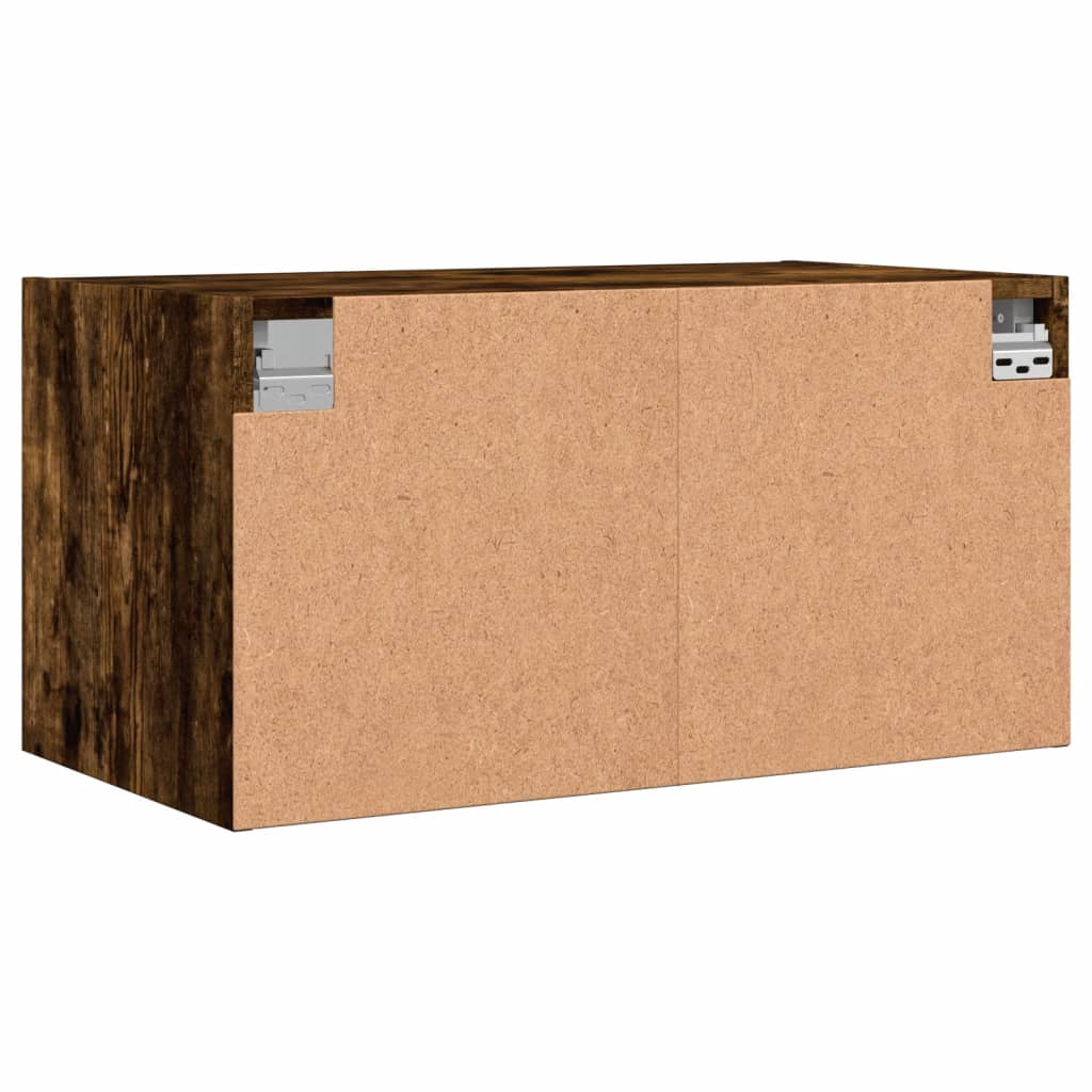 vidaXL Wall Cabinet with Glass Doors Smoked Oak 68.5x37x35 cm