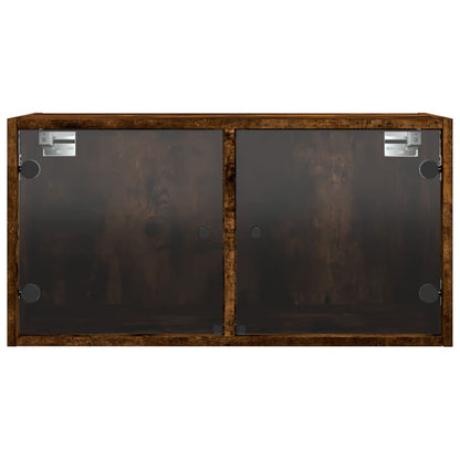 vidaXL Wall Cabinets with Glass Doors 2 pcs Smoked Oak 68.5x37x35 cm