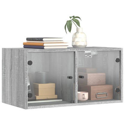 vidaXL Wall Cabinet with Glass Doors Grey Sonoma 68.5x37x35 cm