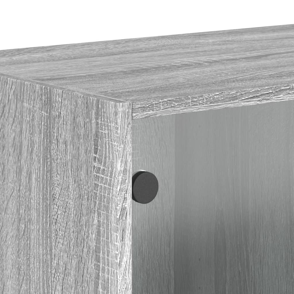 vidaXL Wall Cabinet with Glass Doors Grey Sonoma 68.5x37x35 cm