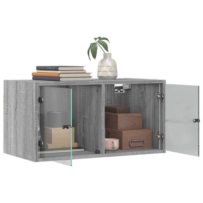 vidaXL Wall Cabinets with Glass Doors 2 pcs Grey Sonoma 68.5x37x35 cm