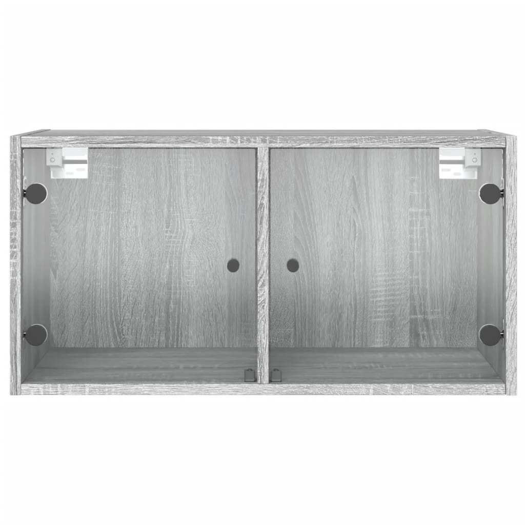 vidaXL Wall Cabinets with Glass Doors 2 pcs Grey Sonoma 68.5x37x35 cm