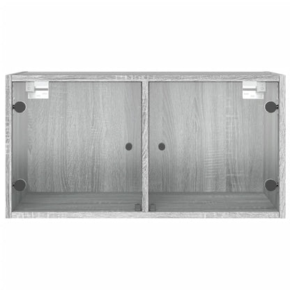 vidaXL Wall Cabinets with Glass Doors 2 pcs Grey Sonoma 68.5x37x35 cm