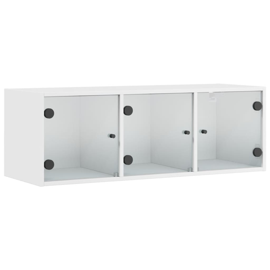 vidaXL Wall Cabinet with Glass Doors White 102x37x35 cm