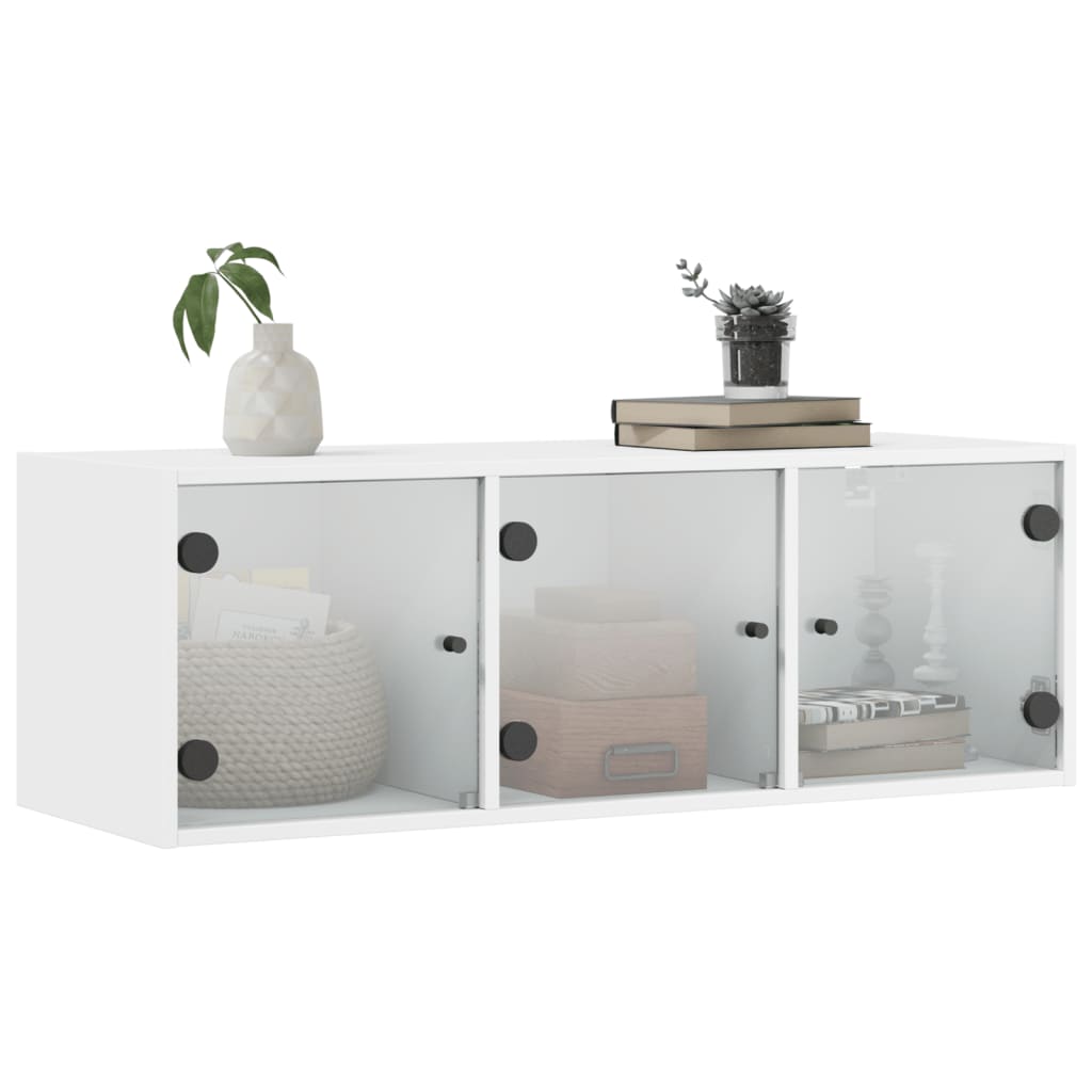 vidaXL Wall Cabinet with Glass Doors White 102x37x35 cm