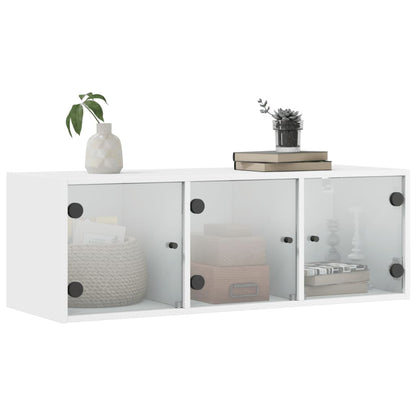 vidaXL Wall Cabinet with Glass Doors White 102x37x35 cm