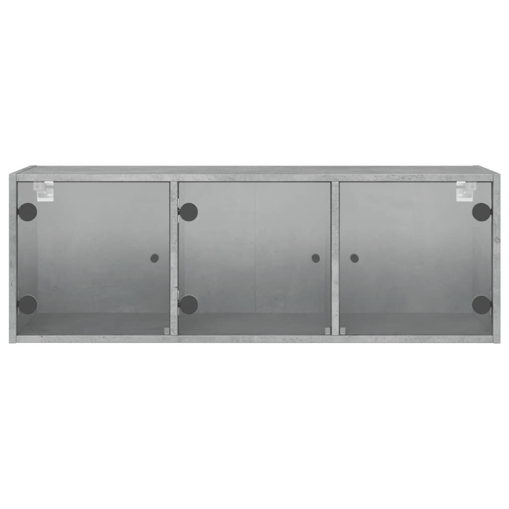 vidaXL Wall Cabinet with Glass Doors Concrete Grey 102x37x35 cm