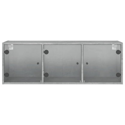 vidaXL Wall Cabinet with Glass Doors Concrete Grey 102x37x35 cm
