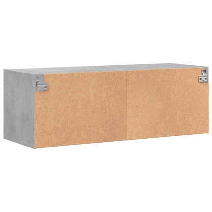 vidaXL Wall Cabinet with Glass Doors Concrete Grey 102x37x35 cm