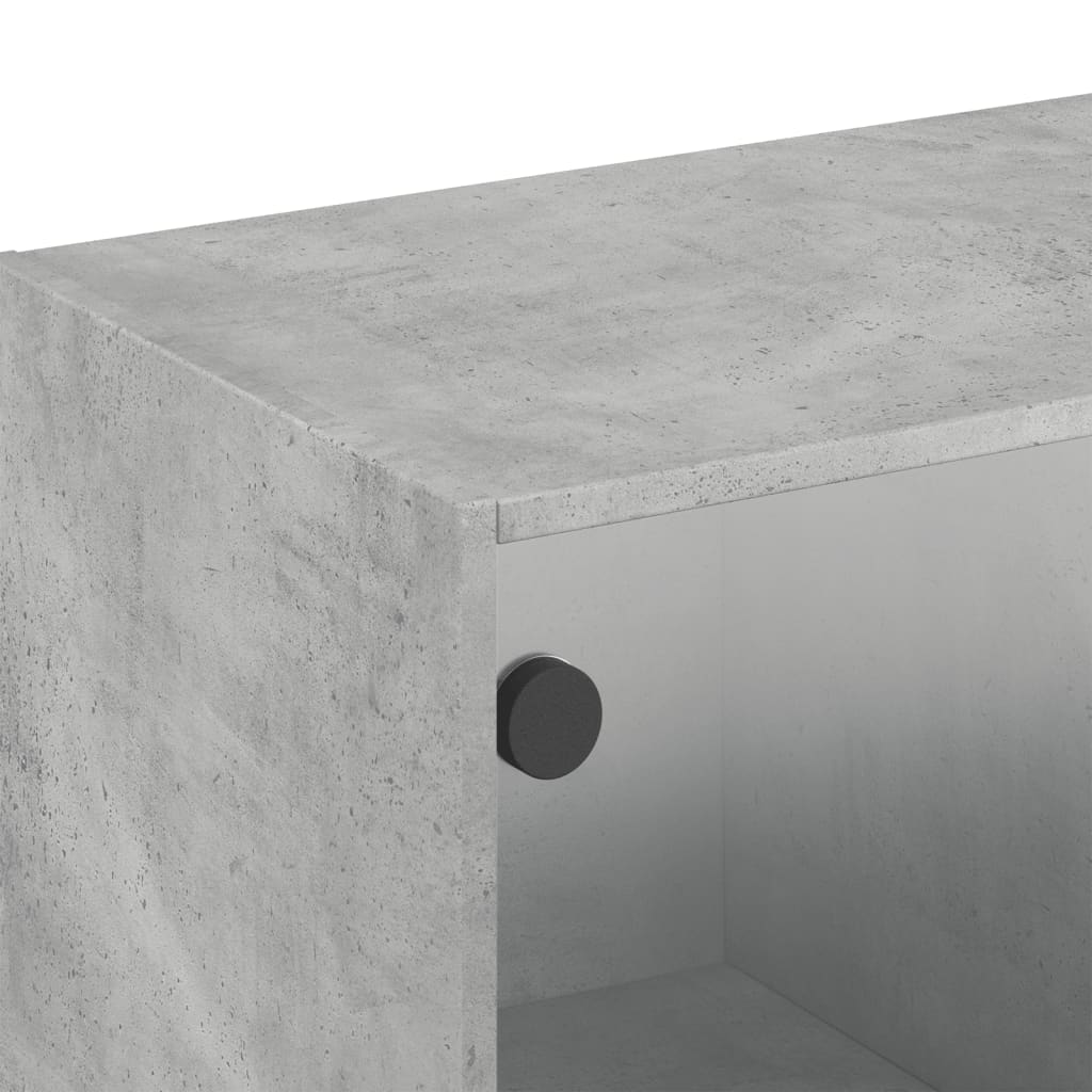 vidaXL Wall Cabinet with Glass Doors Concrete Grey 102x37x35 cm