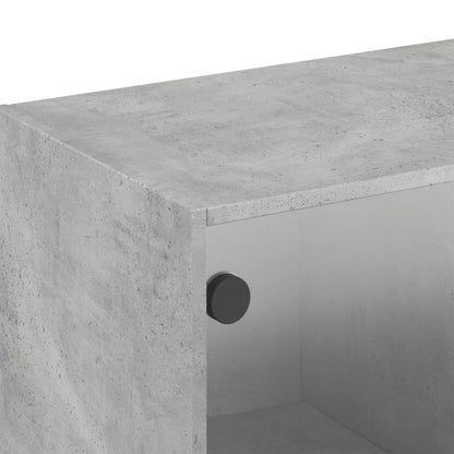 vidaXL Wall Cabinet with Glass Doors Concrete Grey 102x37x35 cm