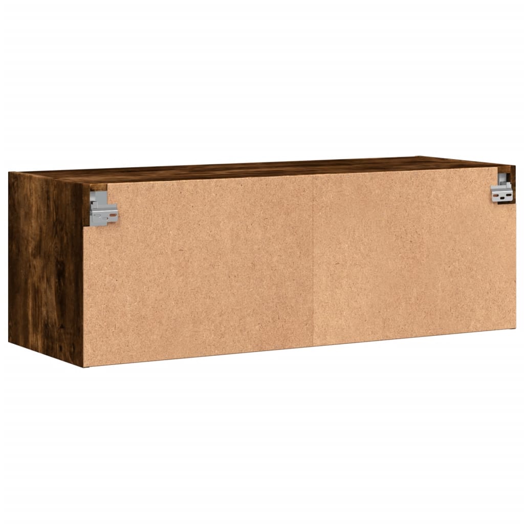 vidaXL Wall Cabinet with Glass Doors Smoked Oak 102x37x35 cm