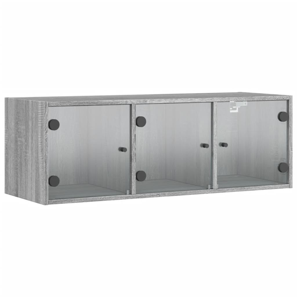 vidaXL Wall Cabinet with Glass Doors Grey Sonoma 102x37x35 cm