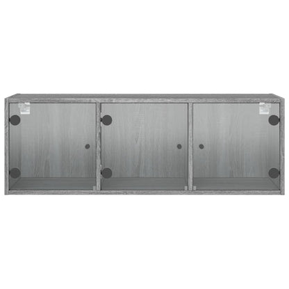 vidaXL Wall Cabinet with Glass Doors Grey Sonoma 102x37x35 cm