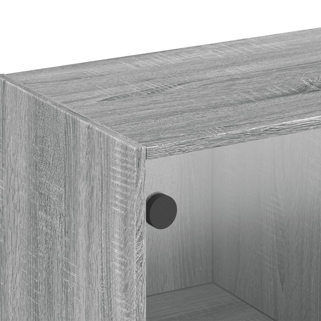 vidaXL Wall Cabinet with Glass Doors Grey Sonoma 102x37x35 cm